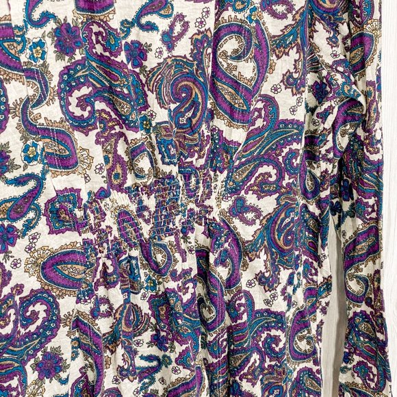 Torrid Blouse White Purple Green Paisley Floral - Picture 9 of 9